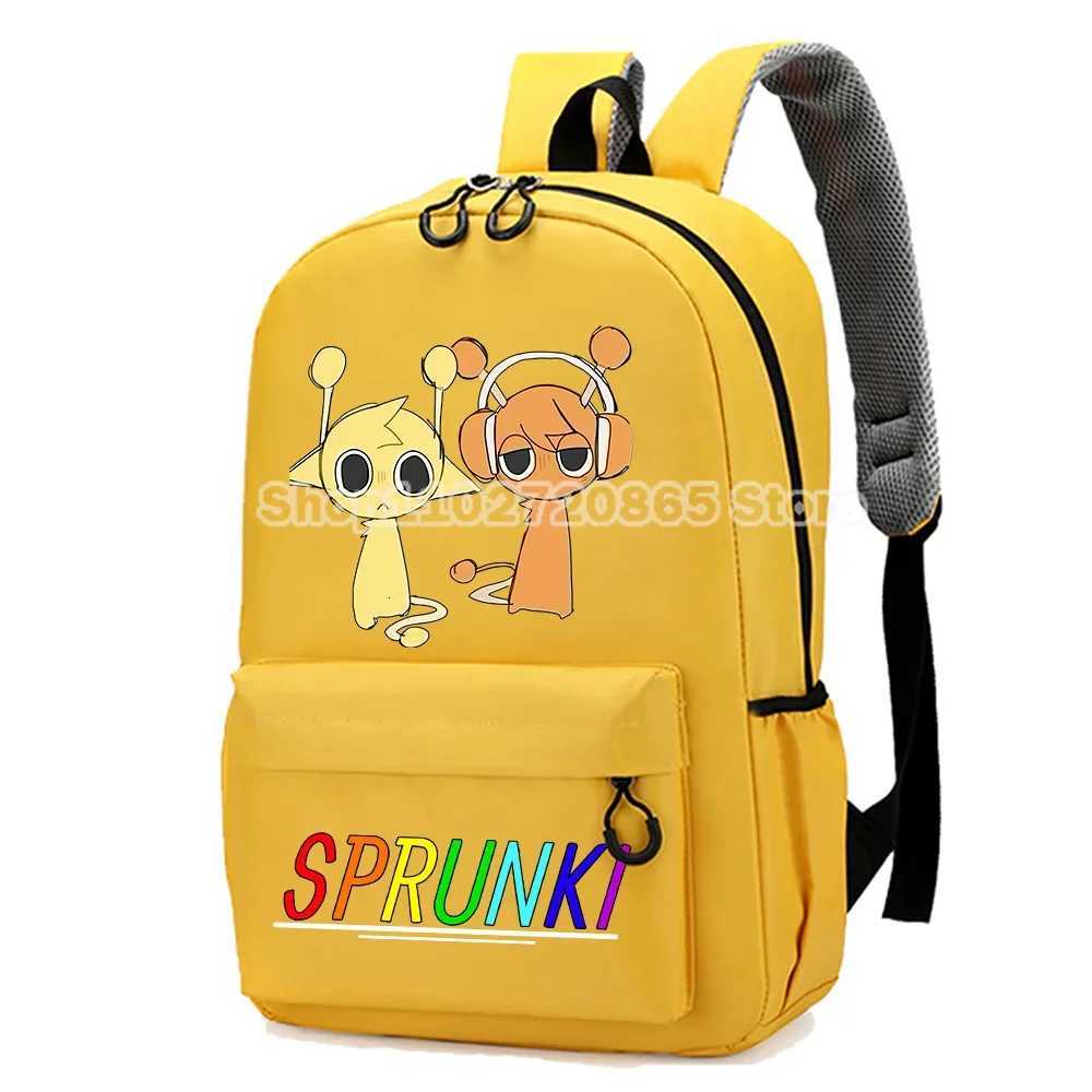 New Sprunki School Bag Cartoon Anime Figure Print Oxford Cloth Backpack Waterproof Load Reduction Boys Girls Bookbag Kids Gift X2507151