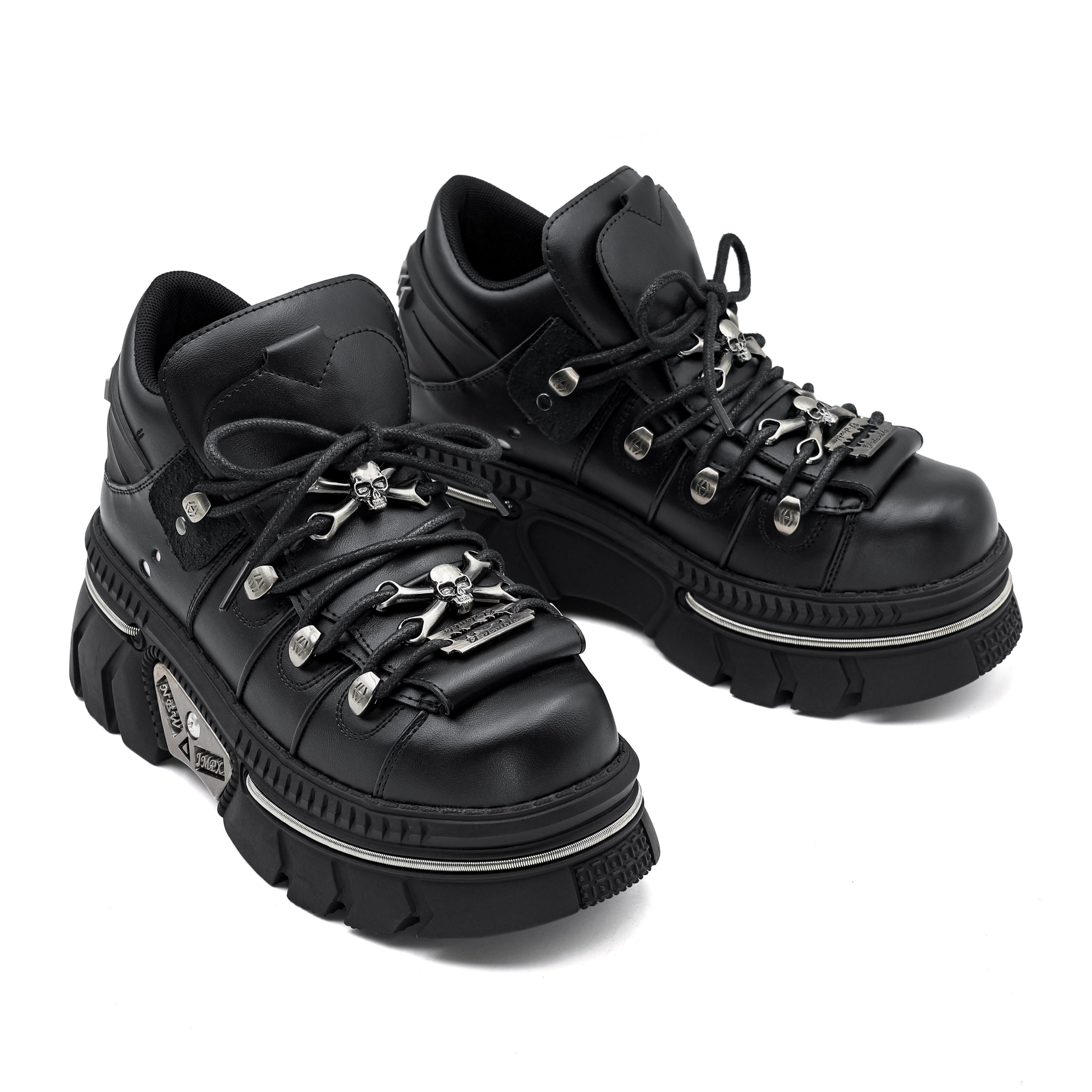 Gothic Dark Single-Piece Womens Small Heels Summer Edition with Comfortable Thicker Soles