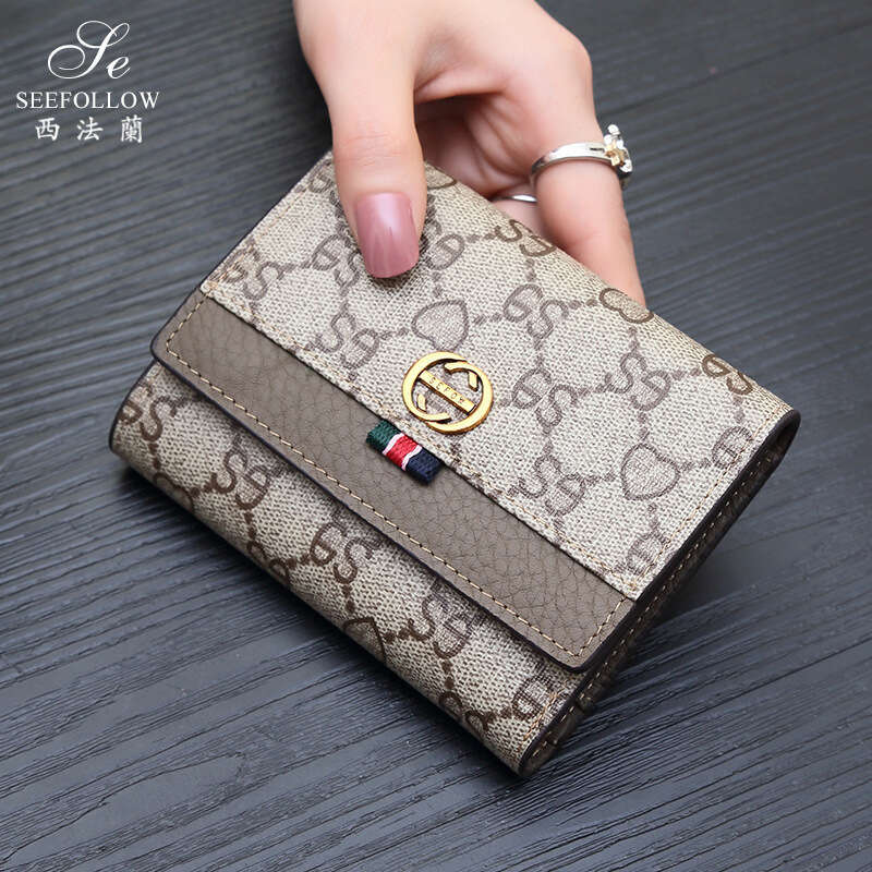 New Dionysus Small for Women, Short Genuine Leather Versatile Clutch, Foldable Cowhide Ladies Wallet Trendy
