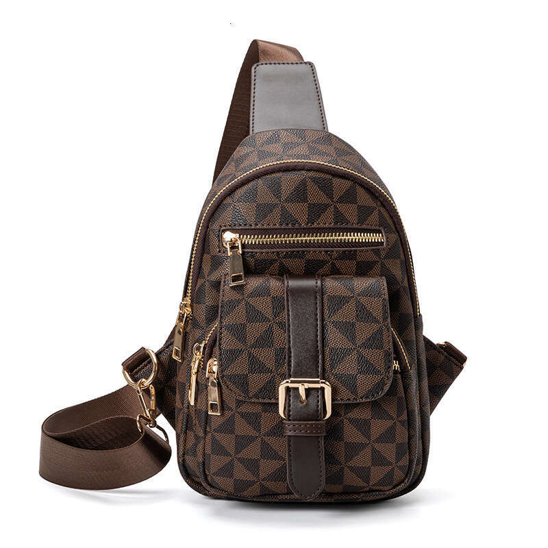 Women's New Soft Leather Large Capacity Chest Crossbody Fashion Print Casual Travel Shoulder Bag