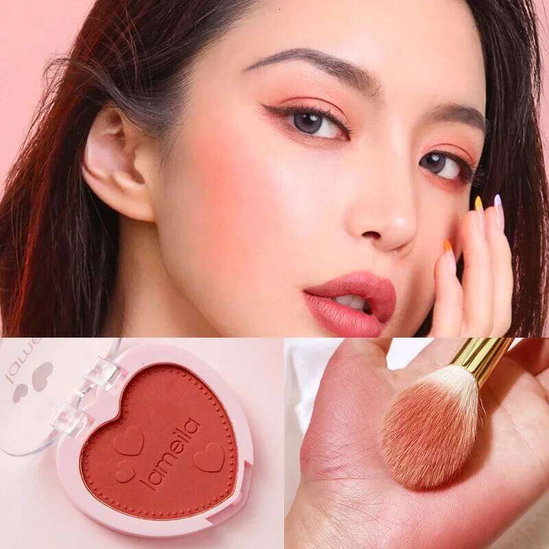 Lovely Heart Monochrome Makeup Palette Mineral Powder Red Rouge Natural Cream Cheek Tint Orange Pink Blush Cosmetic X250715 X250715