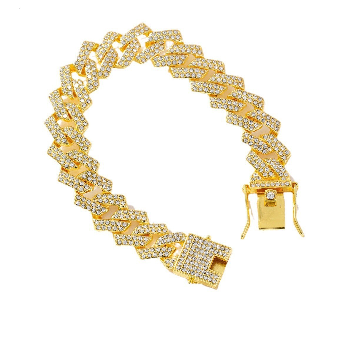 Luxury Jewelry Designer Jewelry Cross-border European And American Style Personality Hip-hop Alloy Diamond Chain Necklace Double Row Diamond Collarbon