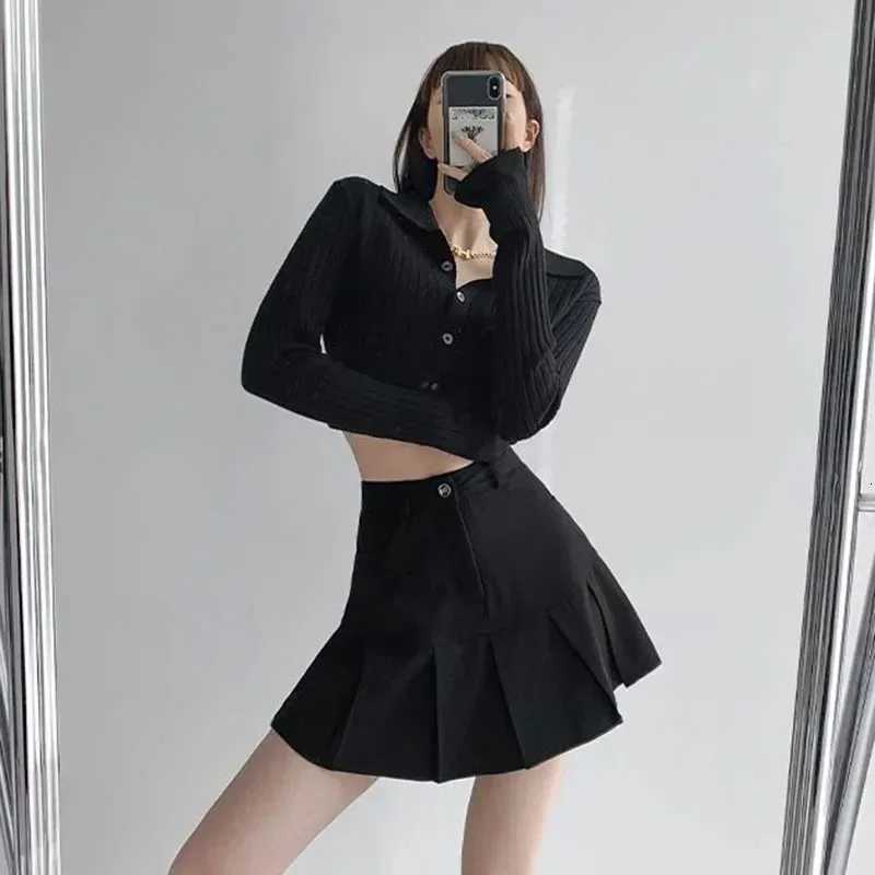 2K Vintage High Waist Pleated Skirt Women College Style Uniforms Safety Pants Mini Skirts Woman Korean Street Slim A-Line Skirt R250728