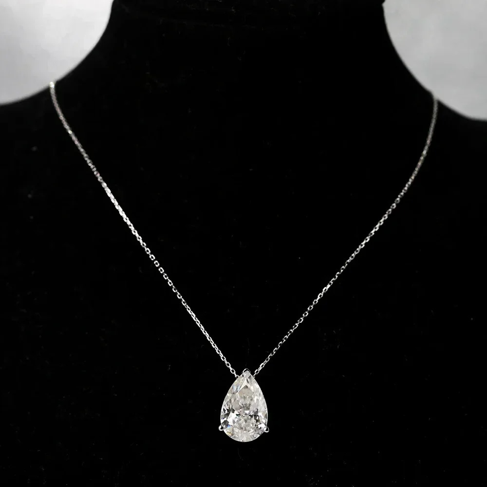 Water Drop Solitaire Pendant Necklace for Women S925 Silver 1-4Carat Pear Cut Lab Diamond Neckchain with Certificate 250714 - view 7