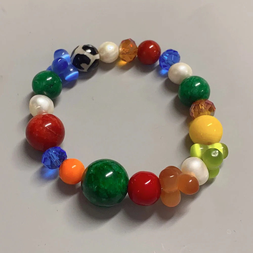 Y2K Fashion Colorful Round Stone Necklace Natural Pearl beaded Necklace For women and men universal vintage jewelry 250711