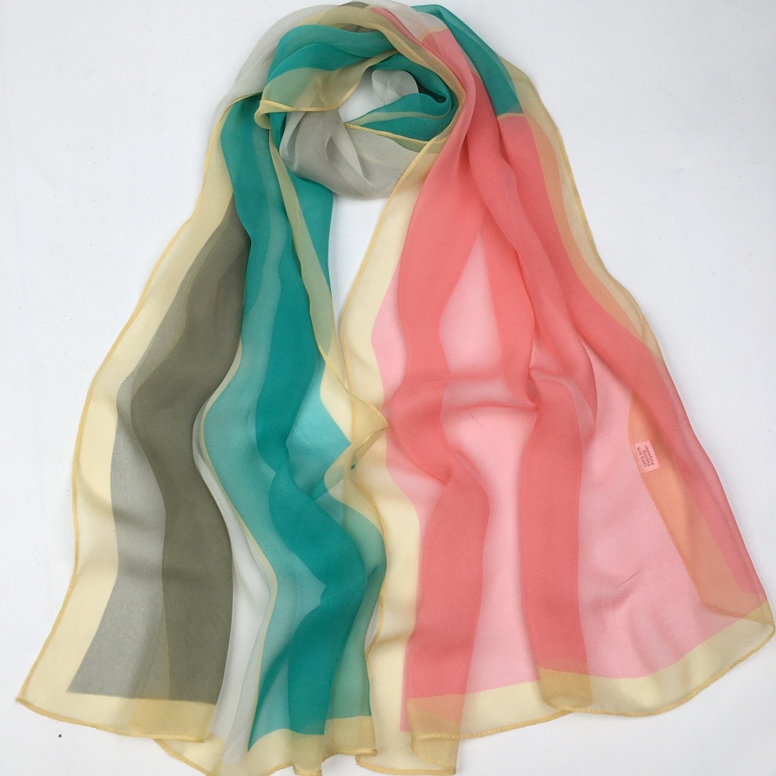 K1363 New spring and autumn thin georgette women's color block printing long strip sunscreen foreign trade wholesale printing scarf summer cross-