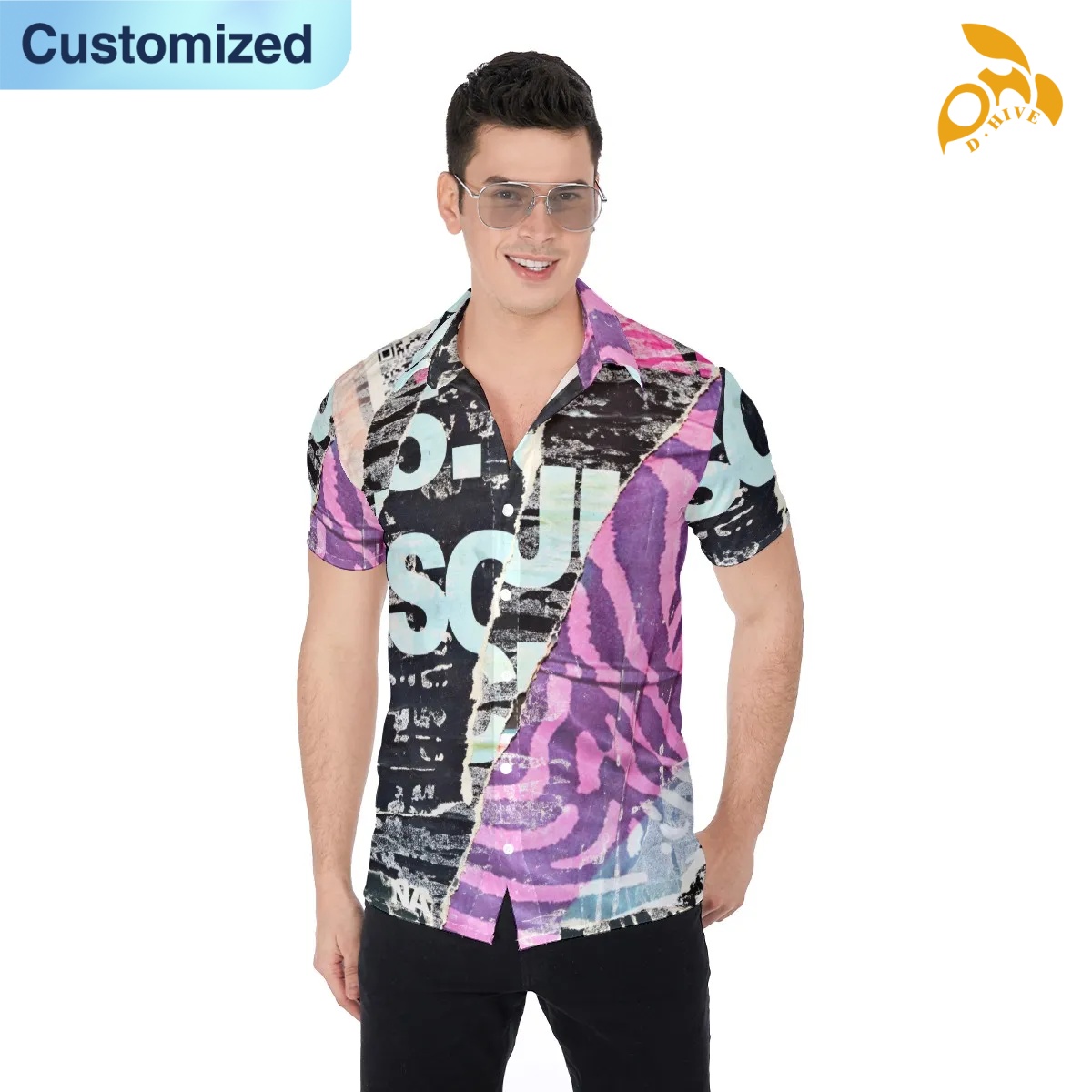 free shipping designer of customized super fashionable full-body printed men's shirt with exquisite patterns from US