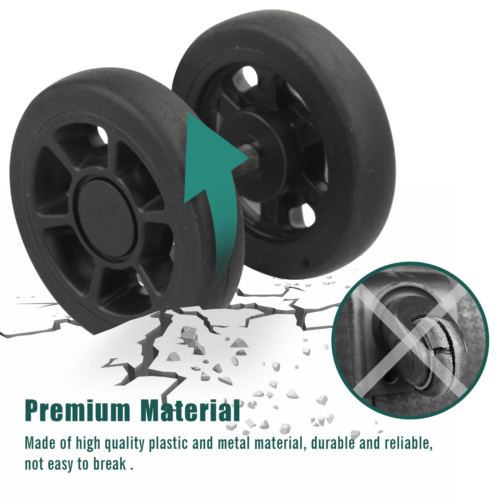 8Pcs Black Replace Wheels with Screw For Travel Luggage Suitcase Wheels 55mm Axles Repair Kit Silent Caster Wheel DIY Repair 250708