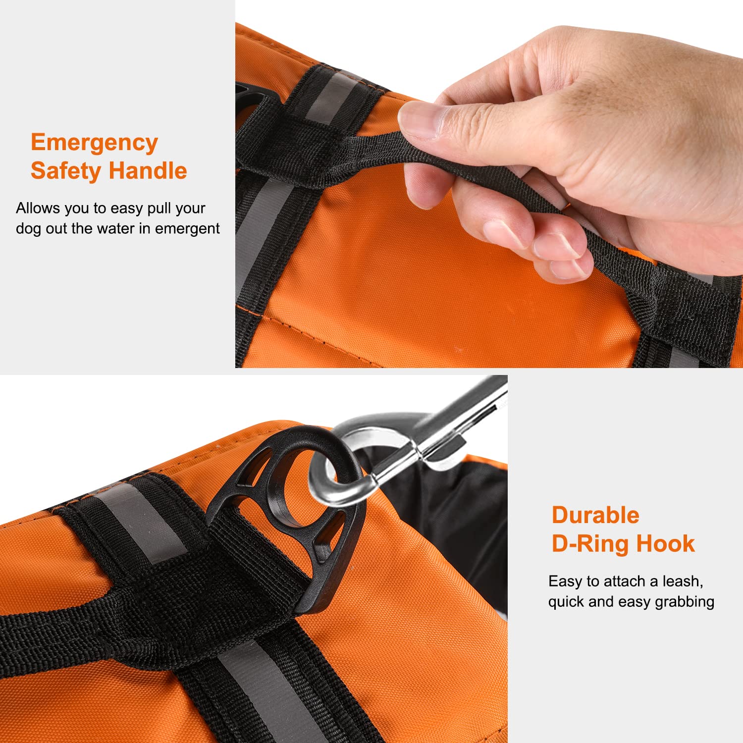 Dog Life Jacket Vest Saver Safety Swimsuit Preserver Adjustable Puppy Life Jacket with Reflective Stripes Pet Swimming Vest with Handle for Swimming &