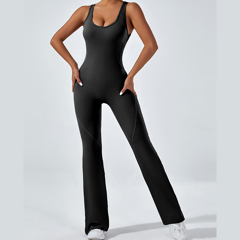 Customizable! European & American Style Soft-Touch Skinny Yoga Flared Pants, Sports Fitness Wear, Butt-Lifting & Tummy-Control Slim Flare One-Piece Yo