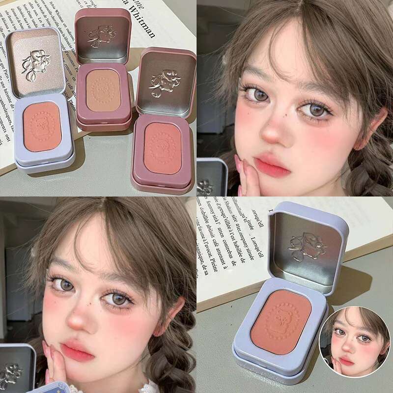 Tin Box Blusher Low Saturation Rose Brown Matte Natural Cheek Tint Brighten Waterproof Face Contouring Cosmetics Blush Powder X250715
