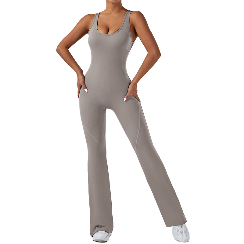 Customizable! European & American Style Soft-Touch Skinny Yoga Flared Pants, Sports Fitness Wear, Butt-Lifting & Tummy-Control Slim Flare One-Piece Yo