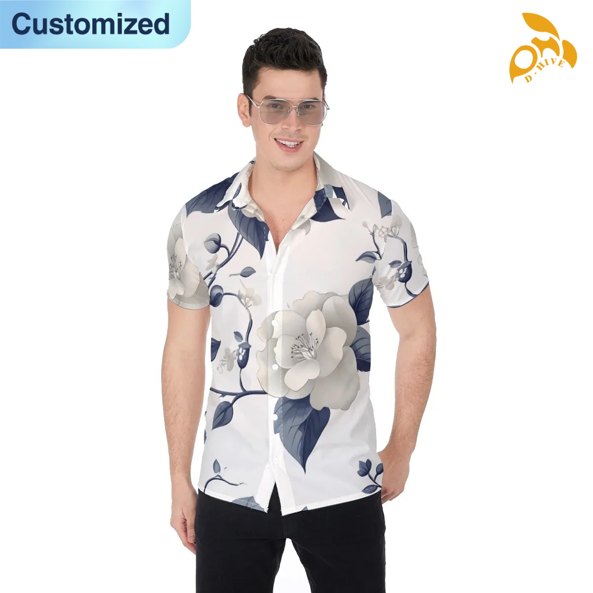 free shipping designer of customized super fashionable full-body printed men's shirt with exquisite patterns from US
