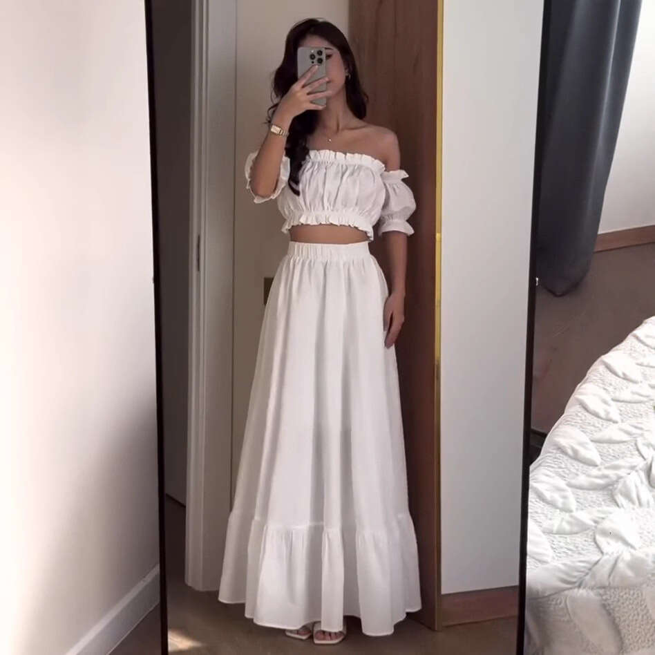 Summer New Women's Solid Color Elegant Fashion Skirt Set B5