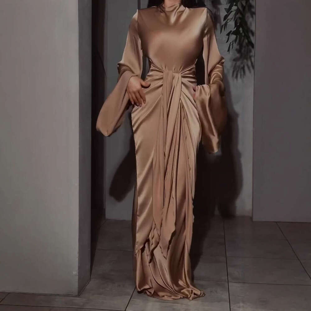 Spring New Women's Solid Color Satin Tie Loose Midi Skirt Fashion Set B5