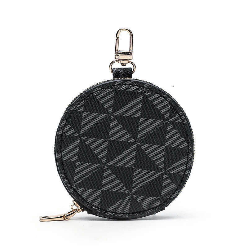 Pattern Keychain Purse High-end Mini Round Coin Pendant Small Bag