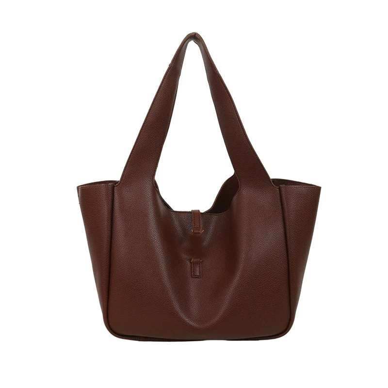 Brown handbags letters hobo leather large totes fashion causal business commute lady shoulder bag inserted letter buckle xb252