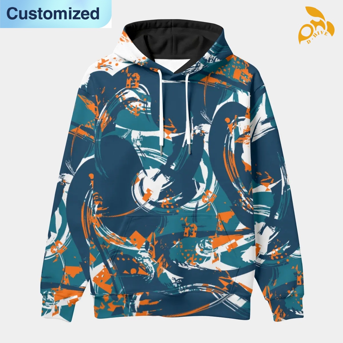 free shipping designer of customized Wear-resistant fashionable All-Over Print Men's thickened pullover hoodie with exquisite patterns from US