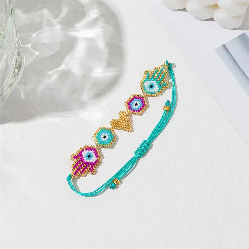 BLUESTAR Evil Eyes Bracelets Handmade Braided Rope Adjustable Bracelet Woman Colorful Heart Charm Friendship Jewelry 250712