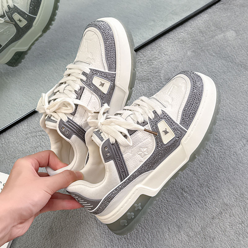 Designer Running Shoes for spring and autumn sparkling diamond Women's casual shoes thick bottom versatile sports Shoes