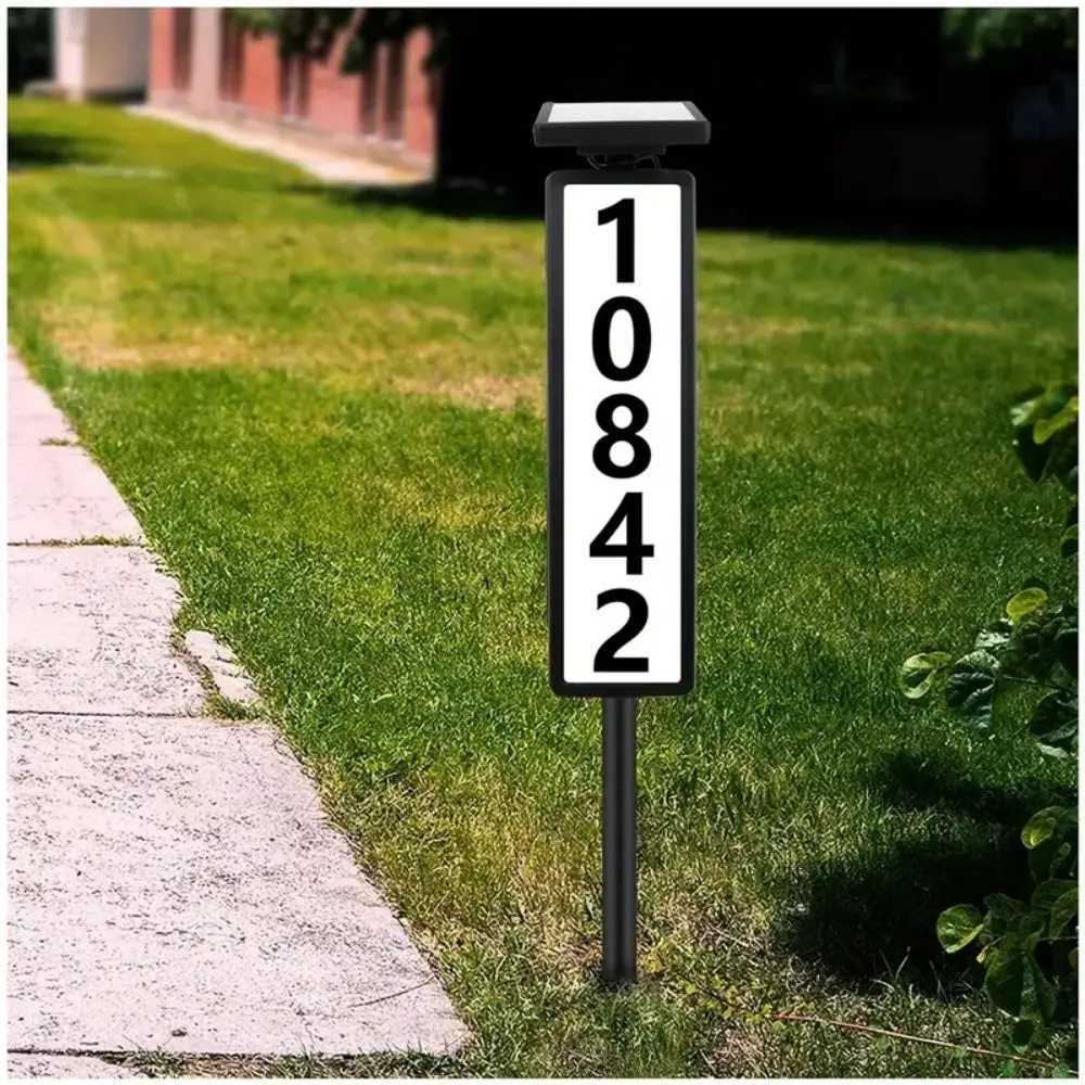 1 pc Solar Light Powered House Number Address Sign With Lighting Pole Mount Smart Light Control Automatically Lights Up From X250715