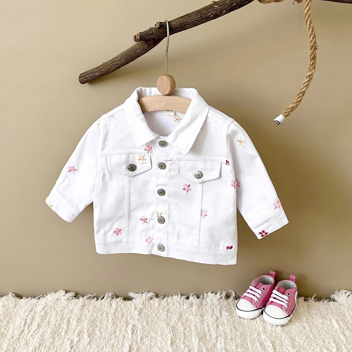 Autumn Baby Girls Clothes Outerwear Kids Infant Baby Jacket Casual Lapel Long Sleeve Button Up Cardigan Flower Embroidery Top 250715