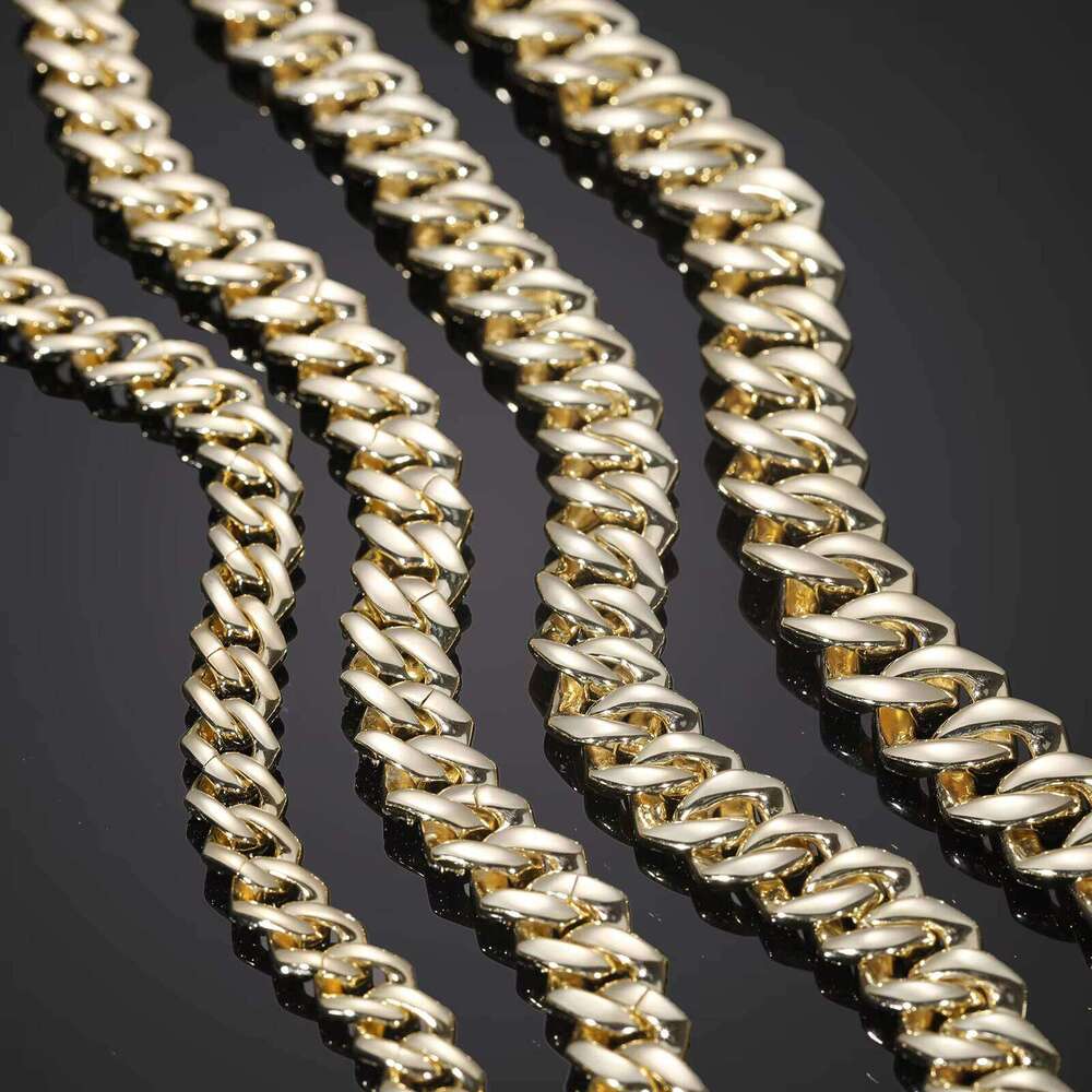 Designer necklaceBoy Hip-Hop Accessories 8mm-14mm 14k Gold and Sier 2 Rows VVS Cubic Zirconia Iced Cuban Chain Necklace