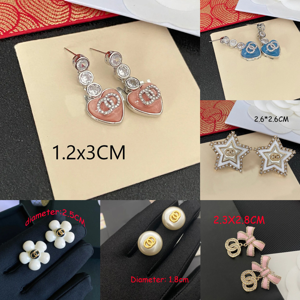 Stud Earrings Designer Star Crystal Rhinestone Pearl Real Gold Brass Copper Stamp Letter Ear Earring Fashion Womens Elegance Wedding Party Jewelry Accessories