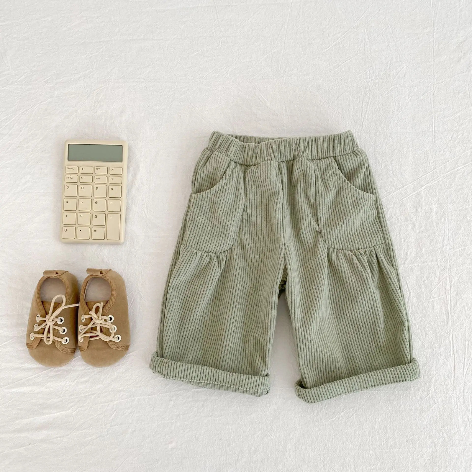 autumn clothing for babies aged 0-3 corduroy pants for boys and girls fashionable loose straight leg pants 250715