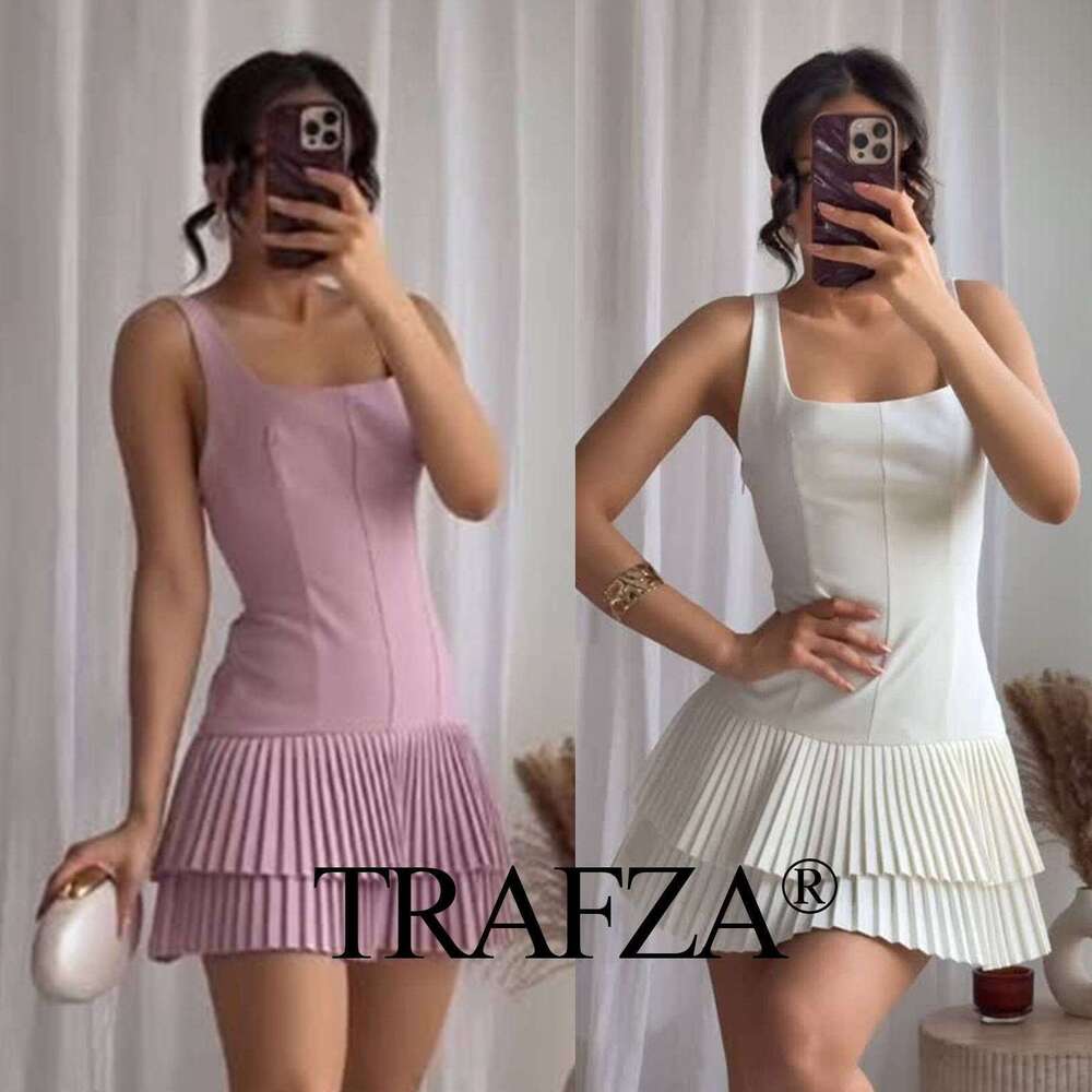 TRAFZA Spring SHEIN New Women's Jumpsuit Backless Sleeveless Slim Mini Dress B5