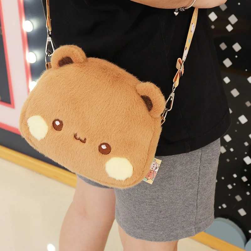 Cloth cute little panda backpack crossbody shoulder bag soft hair bag for girlfriend cloth plush gift one or two.