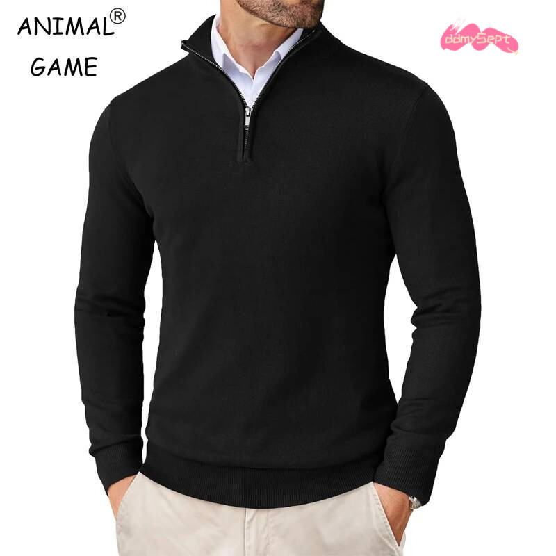 Men's Quarter Zip Up Slim Fit Lightweight Mock Neck Pullover Casual Sweaters Half Turtleneck Knitted Outdoor Streetwear ddmysept