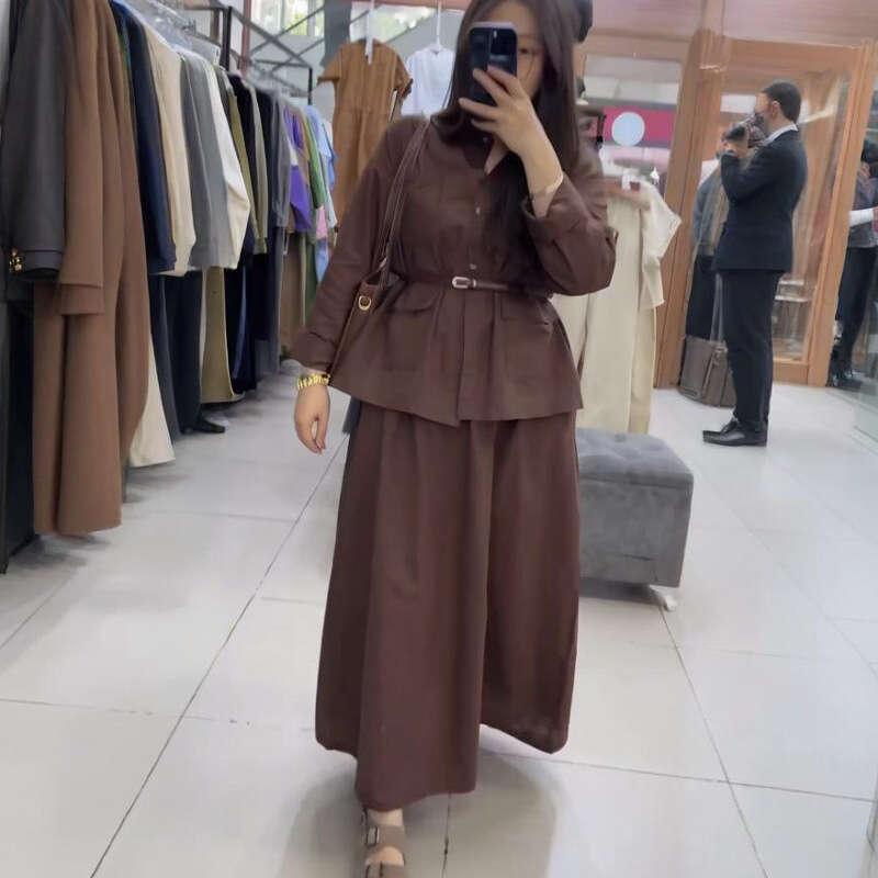 Spring New Women's Button Pocket Solid Color Half Skirt Elegant Fashion Set For Women B5