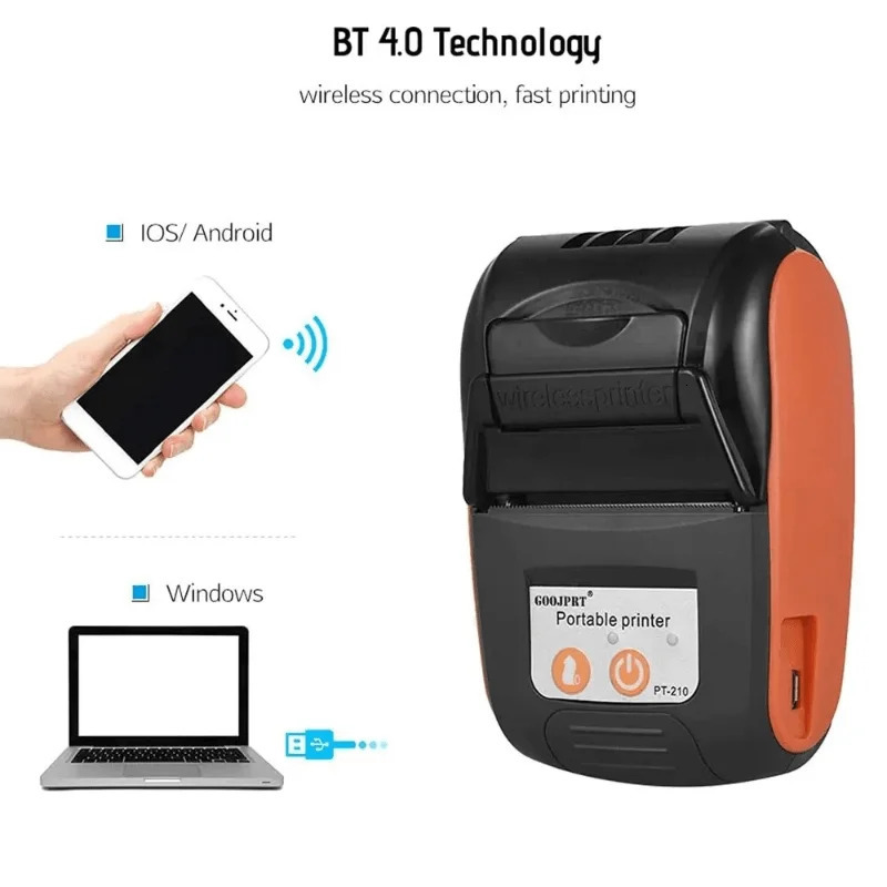 PT210 Portable 2 Inch Mini Thermal Receipt Printer Wireless Bluetooth Pocket 58mm Bill Printer For Mobile Android IOS Windows 250715