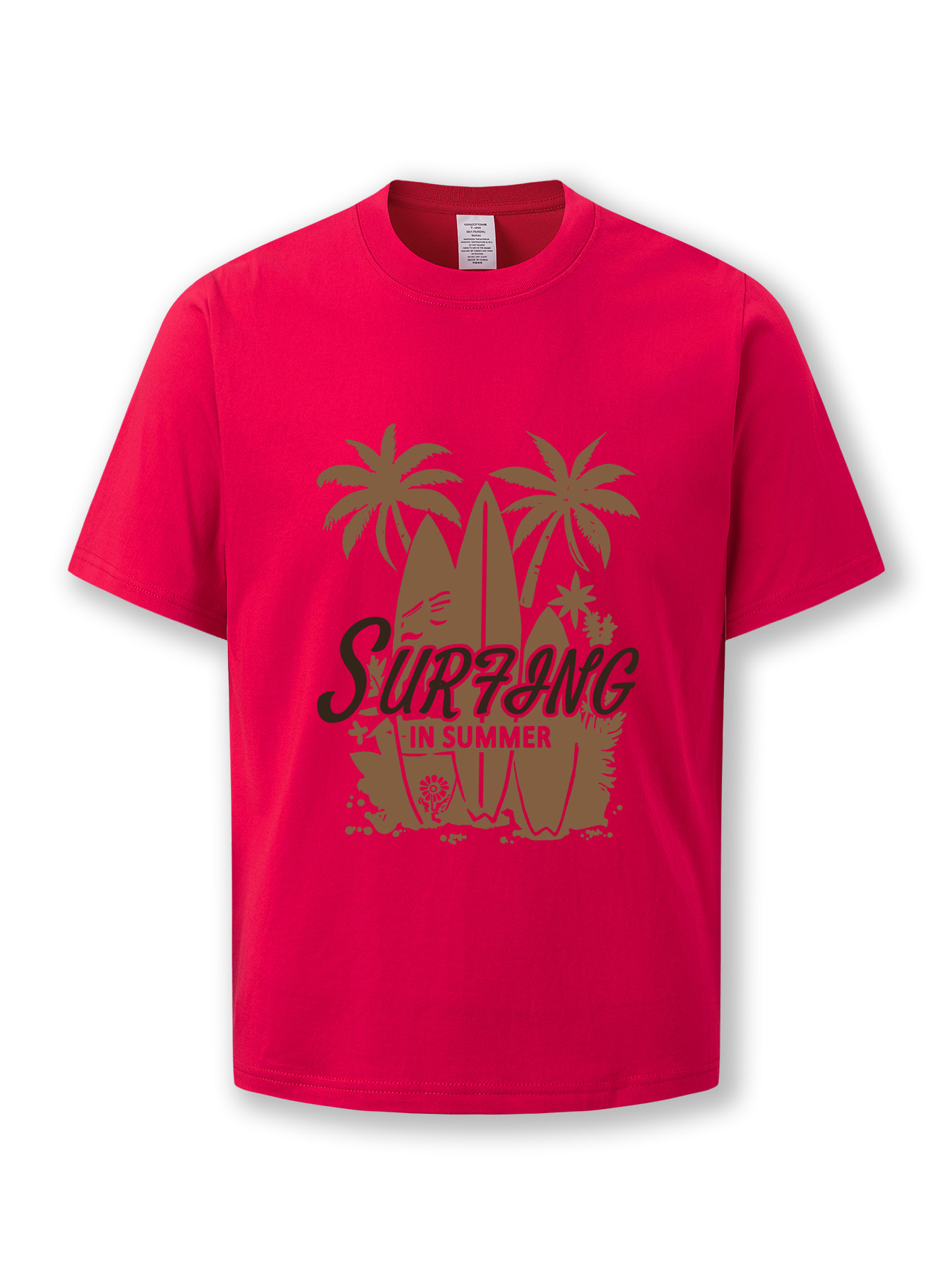 Men's summer casual short-sleeved cotton T-shirt, summer round-neck top with letter pattern design