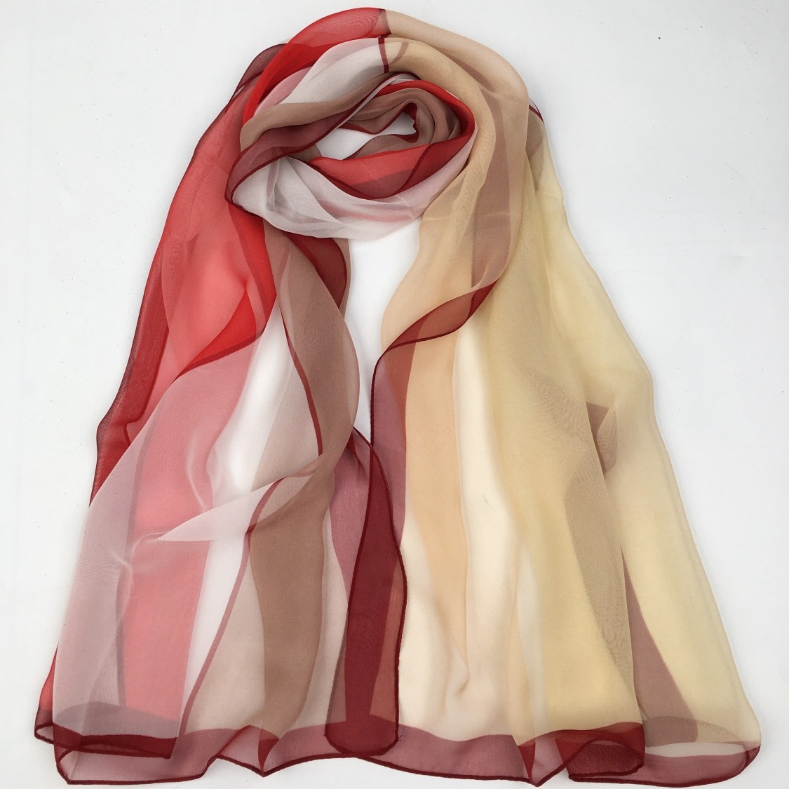 K1363 New spring and autumn thin georgette women's color block printing long strip sunscreen foreign trade wholesale printing scarf summer cross-