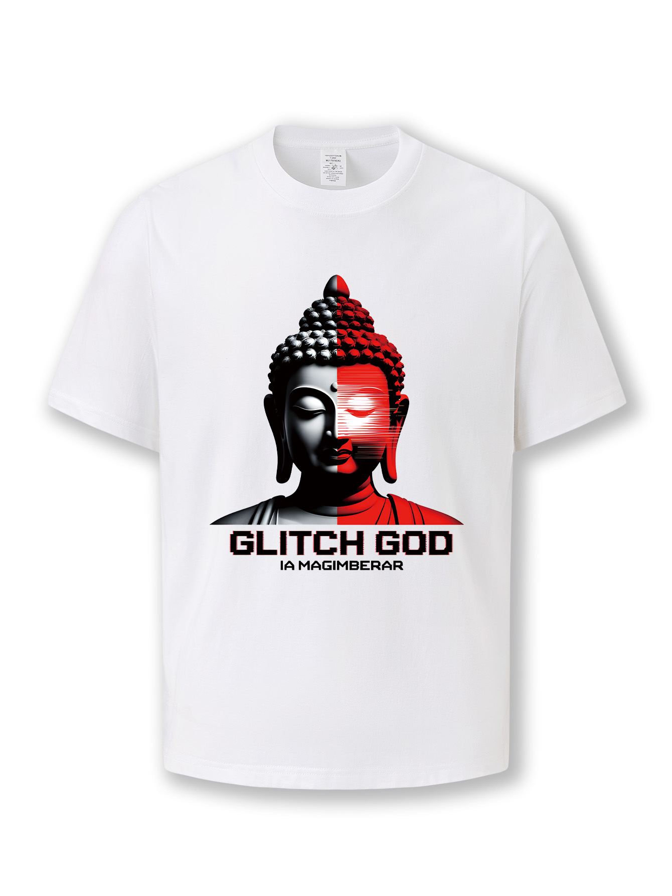 T-Shirts Summer casual short-sleeved cotton T-shirt for both men and women, round-neck top with letter and Buddha statue pattern design
