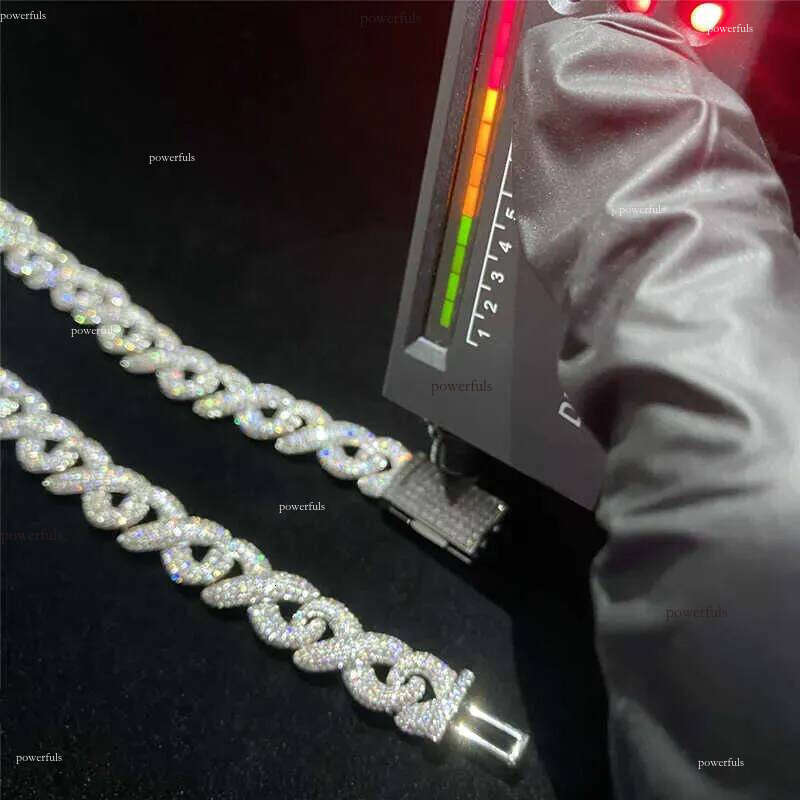 Iced Out Moissanite Cuban Link Chain Classic Box Clasp Hip Hop Men Jewelry Gold Necklace Bling Dia Chains