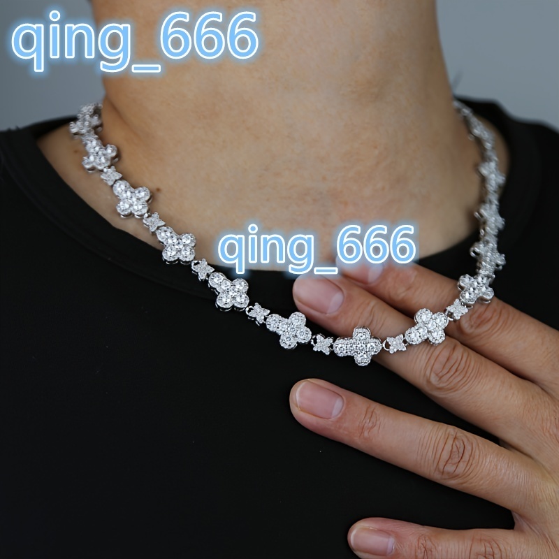 Hot Sale 10mm Cross Star Necklace Men Women Hip Hop Jewelry Gold Plated Cubic Zirconia CZ Diamond Cuban Link Out Tennis Chain