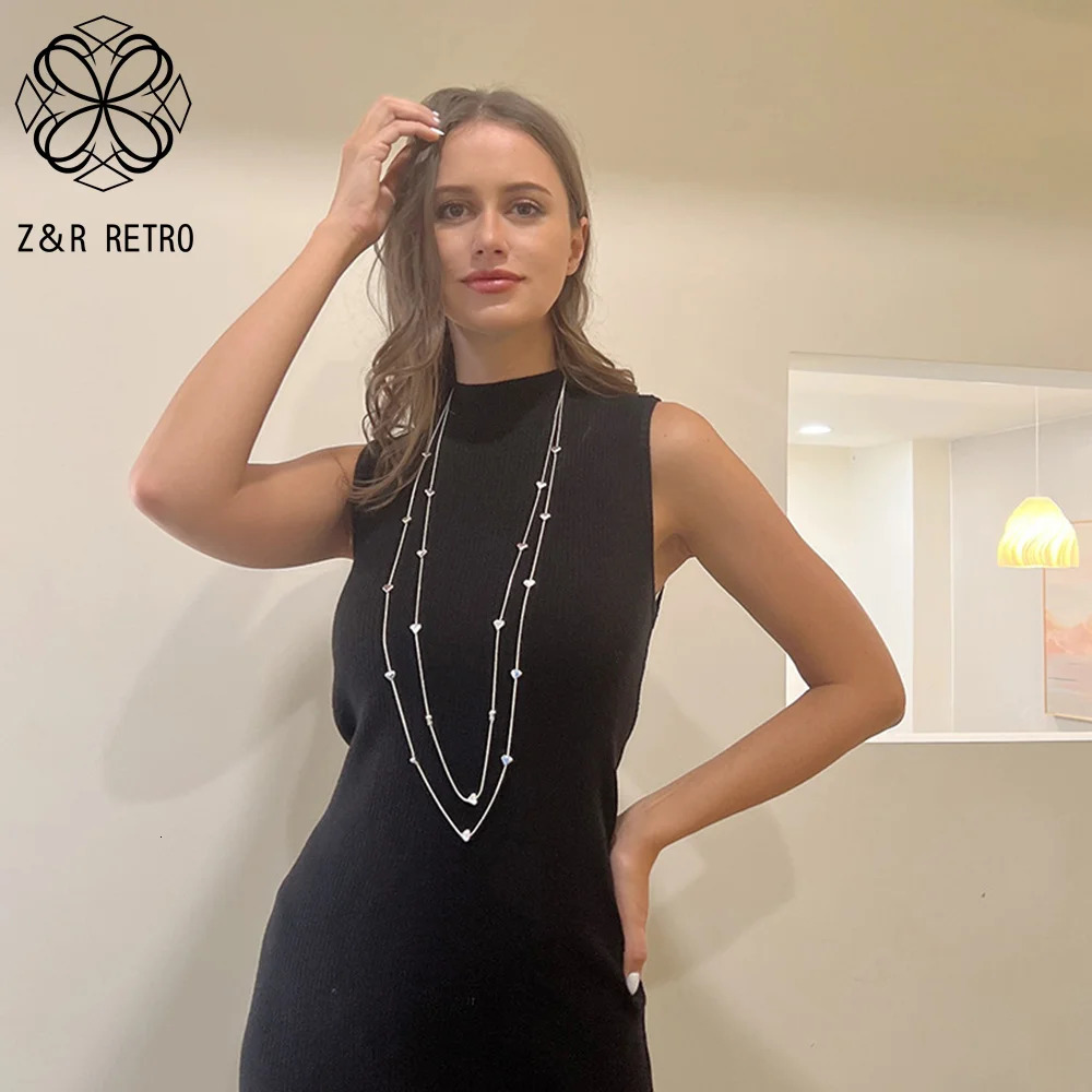 Vintage Long Collares Chains Necklace with Cute Sweet Heart in Gothic Pendants Jewelry for Women Suspension Valentines Day 250711