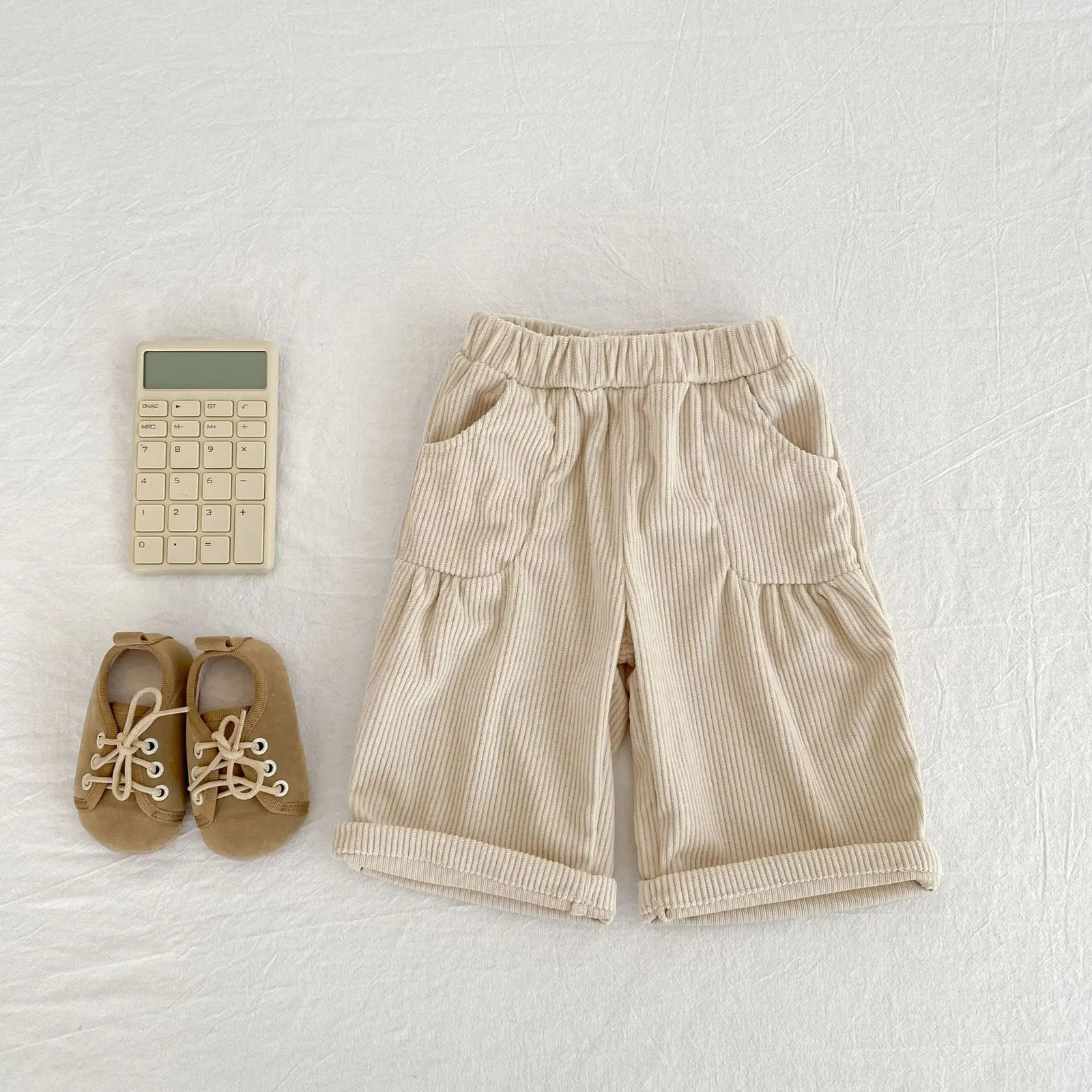 autumn clothing for babies aged 0-3 corduroy pants for boys and girls fashionable loose straight leg pants 250715