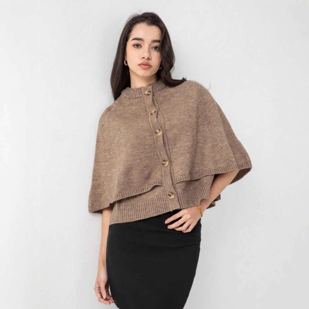 TRAFZA Early Spring And Autumn New Style Women's Fashion Casual Round Neck Knitted Shawl Short Coat B5