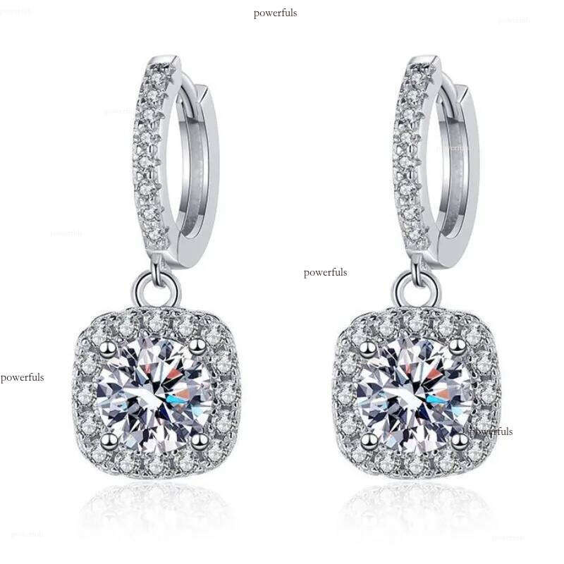 Fine Jewelry Women White Gold Plated Sterling Sier Iced Out VVS D Color Moissanite Dia Earrings For Girls Womenn 0.5t 1ct 2ct