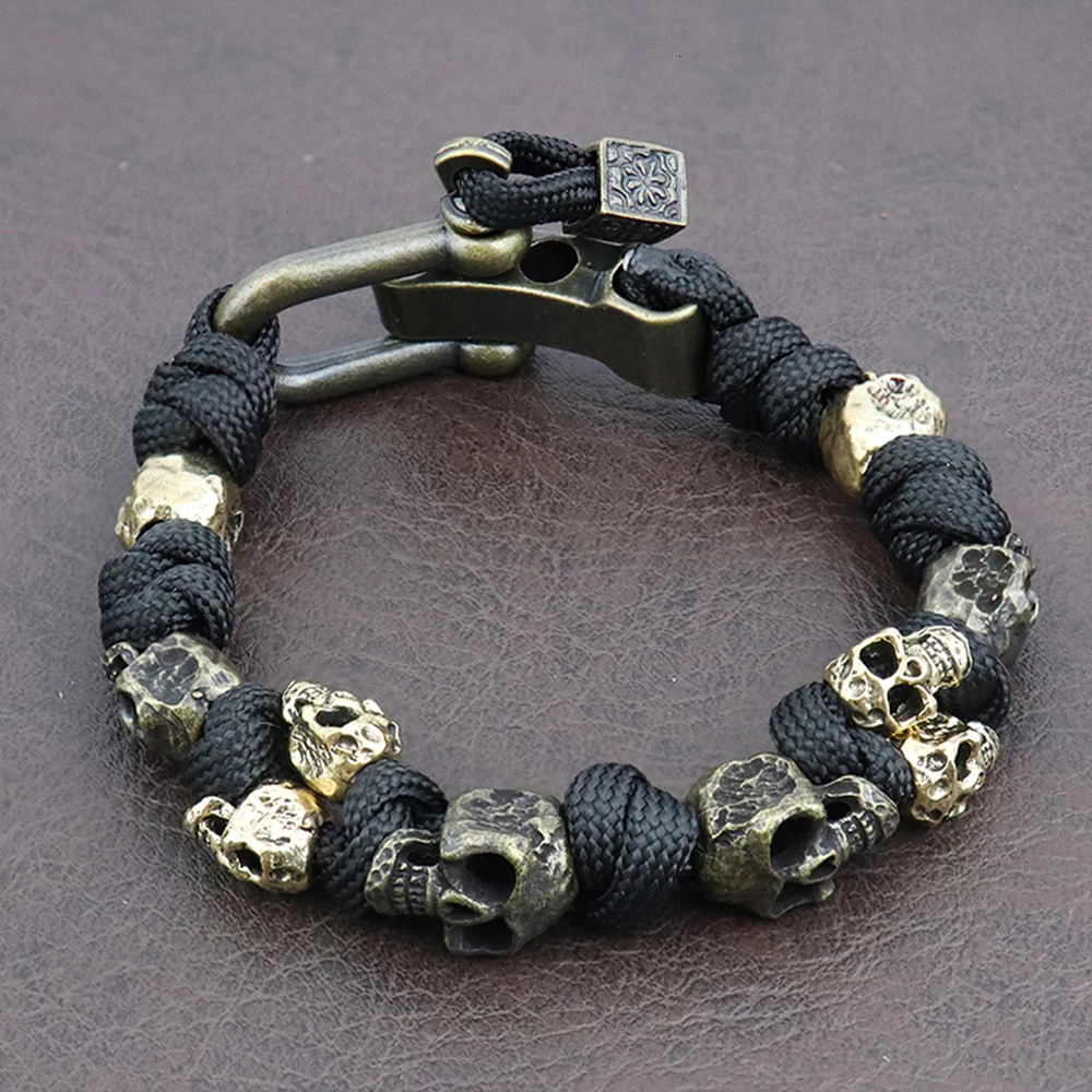 Unique Skull Bracelets Men Vintage Adjustable Handmade Woven Bracelet Punk Rock Motorcycle Male Jewelry Gift Drop 250712
