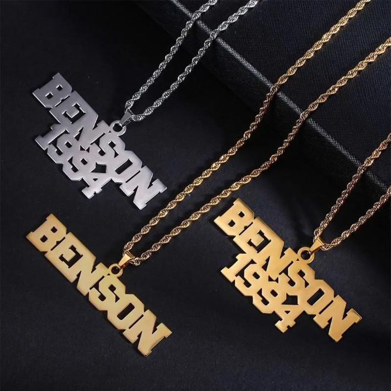 Luxury Jewelry Designer Jewelry Cross-border Hot Sale 5mm NK Chain Name Pendant Necklace Stainless Steel 18K Electroplated One Piece DIY Jewelry Facto