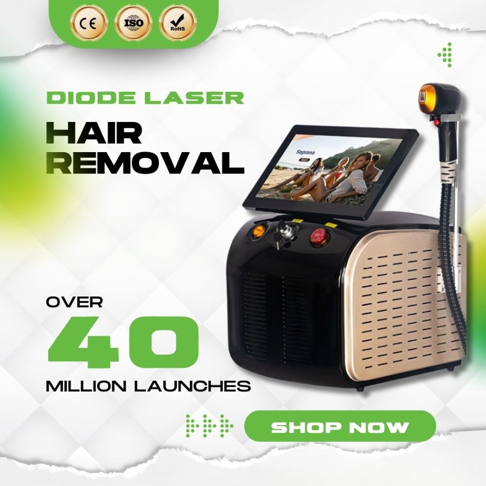 Professional Ice Titanium 808 diode Laser Hair Removal 3 wavelength All Skin freezing point painles Epilator Device Suitable for home and beauty salon