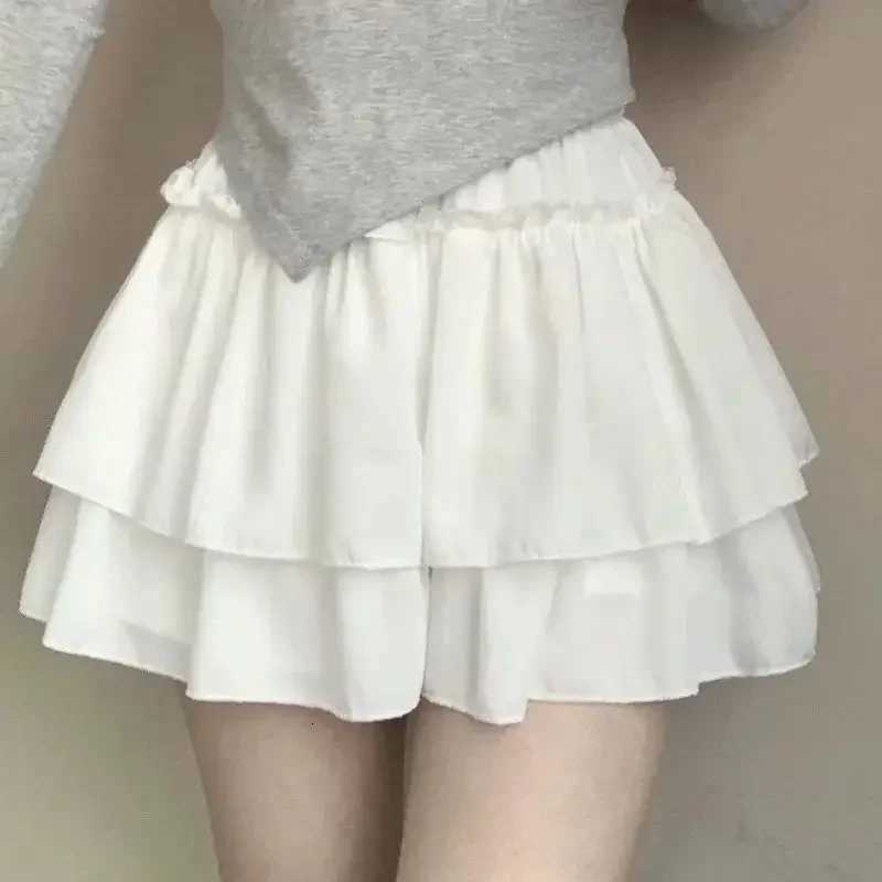 Summer Kawaii White Ball Gown Skirts Women Fashion Slim Fit Mini Skirts Girls Y2k All Match Elastic High Waist Black Skirts Goth R250728