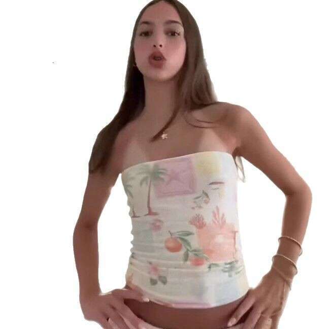 French Style Mature Floral Summer Niche New Slim Fit Tube Top B5
