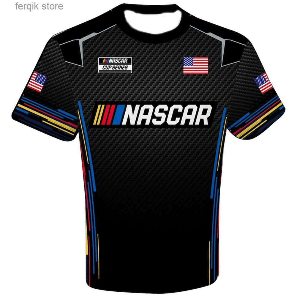 Summer Clothes Outdoor Sports O-Neck Training T-shirt NASCAR Checkered Flag Uniform 3D Print Breathable Quick-Dry Mens Clothing S250715