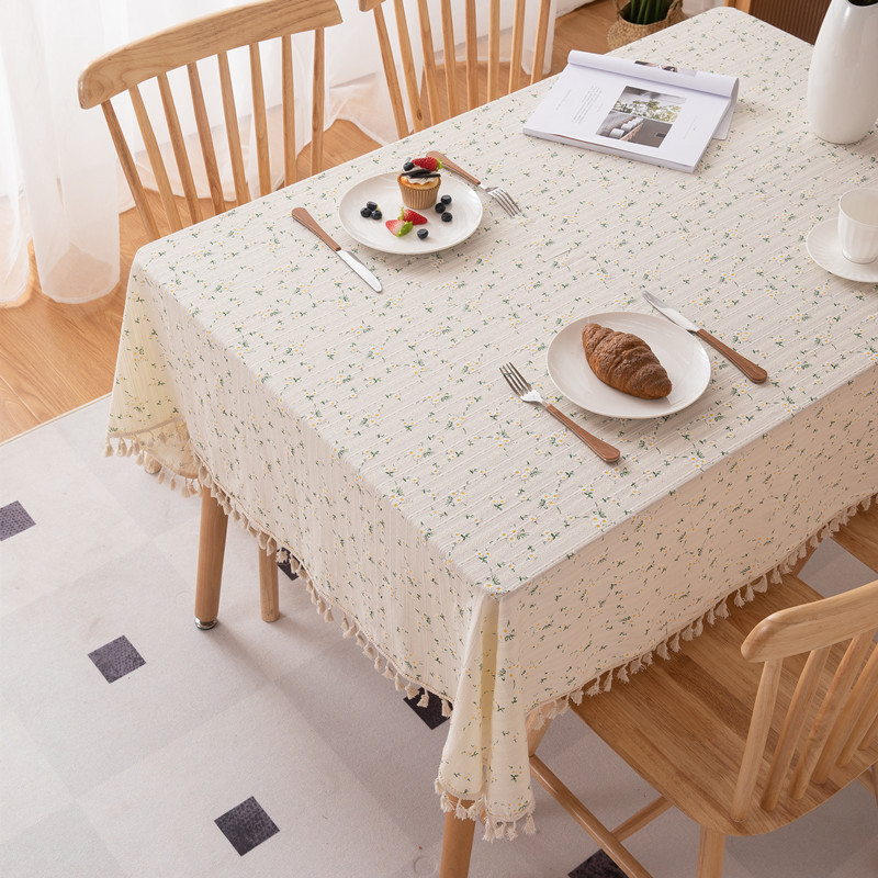 Floral Linen Cotton Tablecloth With Tassel retro nappe de table Table Cover round Dining Table Cover Tea Table Cloth Tafelkleed